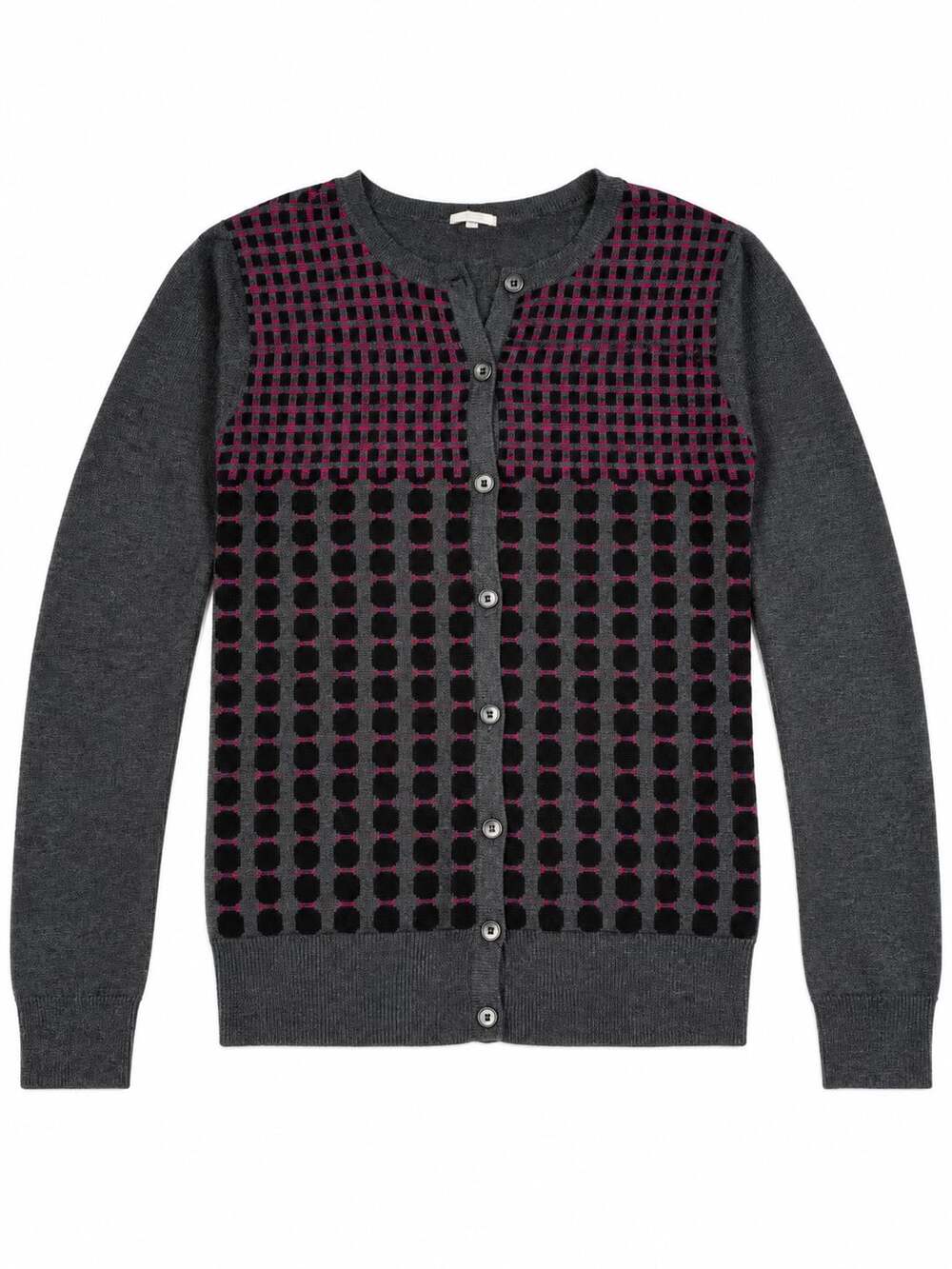 Halogen Cardigan Size S Grey Pink Black Geometric Pattern
